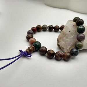 Tigers eye‎ marbled Chakra healing bracelet B0422